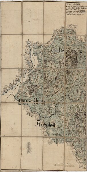 Jegerkorps nr 14: Kart over del av Rakkestad, Eidsberg og Rødenæs og en del av ødemarks anneks, vest