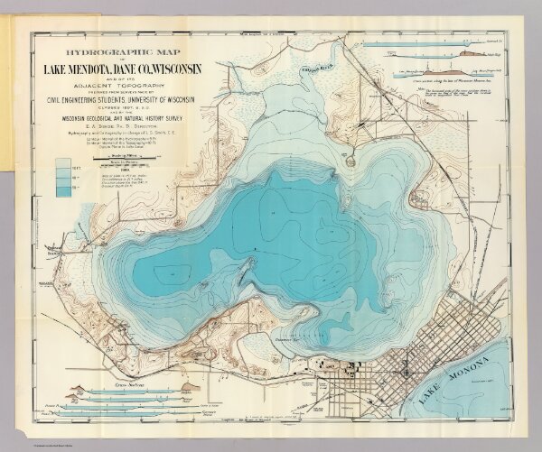 Hydrographic map Lake Mendota.