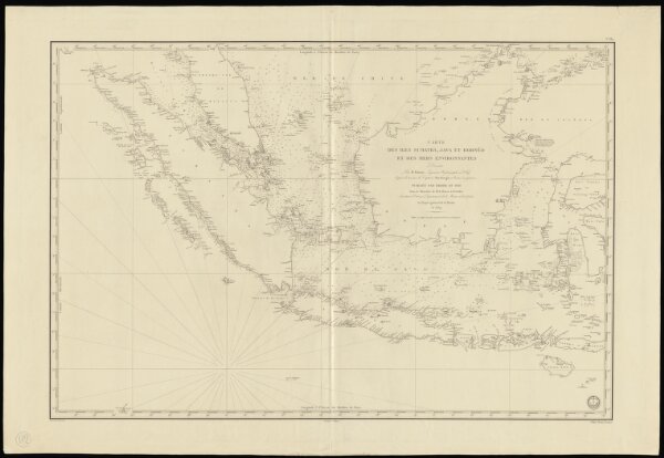 Carte des îles Sumatra, Java et Bornéo et des mers environnantes