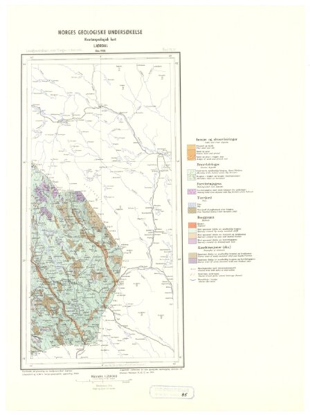 Geologisk kart 85: Kvartærgeologisk kart, Ljørdal