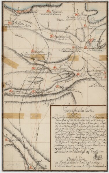 Kartblad 12: Geographisch_carte over de angrændsende Compagnier udi Jarlsbergs Græwskab af det 1ste Aggerhuusche og 2det Smaaleensche Infanterie-Regiment