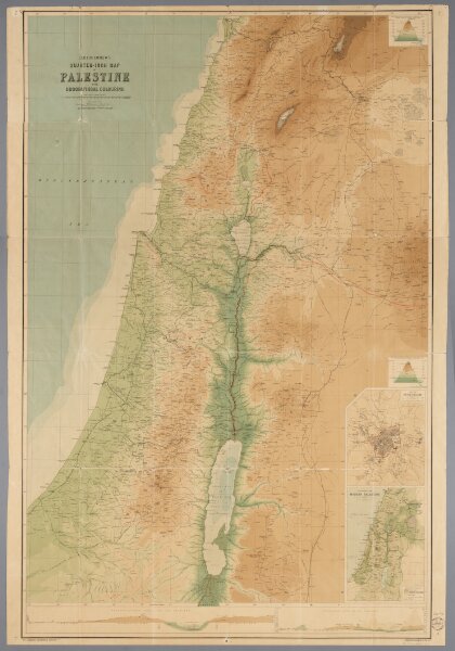 [Kaart], uit: Bartholomew's quarter-inch map of Palestine with orographical colouring