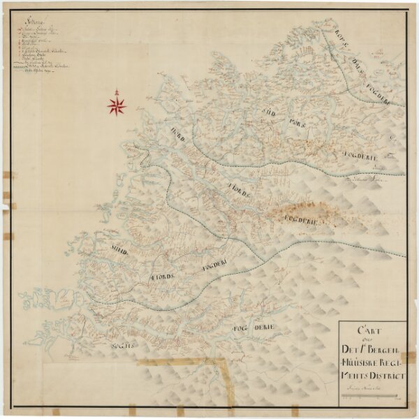 Kartblad 123- Carte over det Første Bergenhuusiske Regiments District; versjon 1