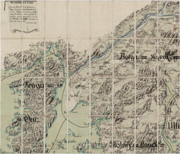 Jegerkorps nr 4-2: Situationskart over en Deel af Berg, Scheberg og Borge Sogner med tilhørende  Annexer, nv