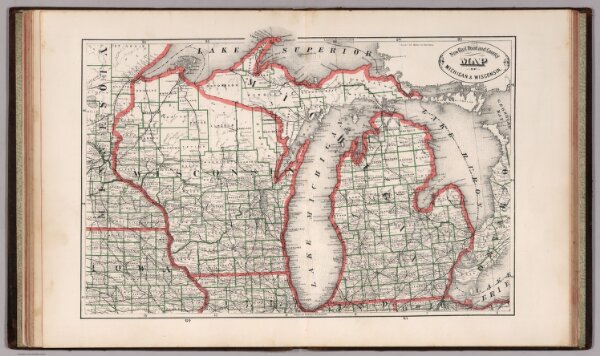 New Rail Road and County Map of Michigan and Wisconsin.