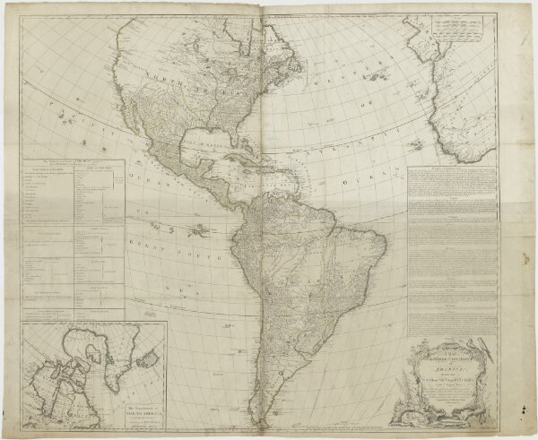 A Map of the whole continent of America, divided into North and South and West Indies etc. Vier bladen.