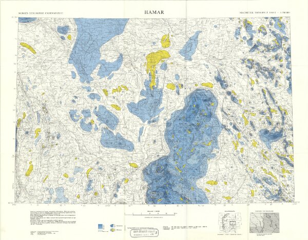 Geologiske kart 121-B: Kart med magnetisk totalfelt. Hamar