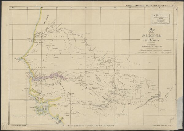 Map of the Gambia with the coast & country adjoining : to accompany Dr. Madden's report