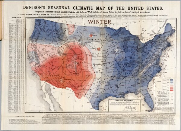Winter. Denison's seasonal climatic map of the United States