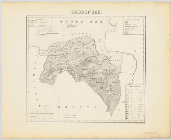 Groningen, uit: Sterfte-atlas van Nederland over 1860-1874 / [uitgave van de Nederlandsche Maatschappij tot Bevordering der Geneeskunst]