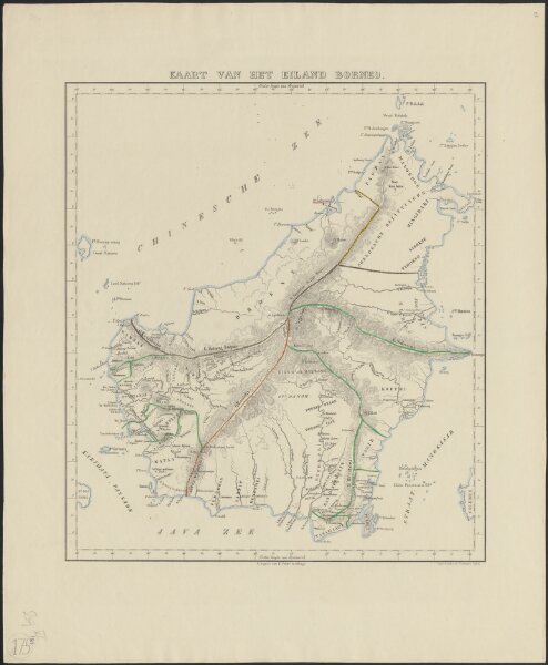 Kaart van het eiland Borneo