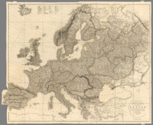 Composite Map:  Map Exhibiting the Great Post Roads, Physical and Political Divisions of Europe.