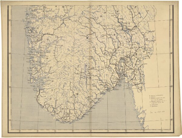 Spesielle kart 8: Postkart over de 5 sydlige Stifter. Sydlig del.