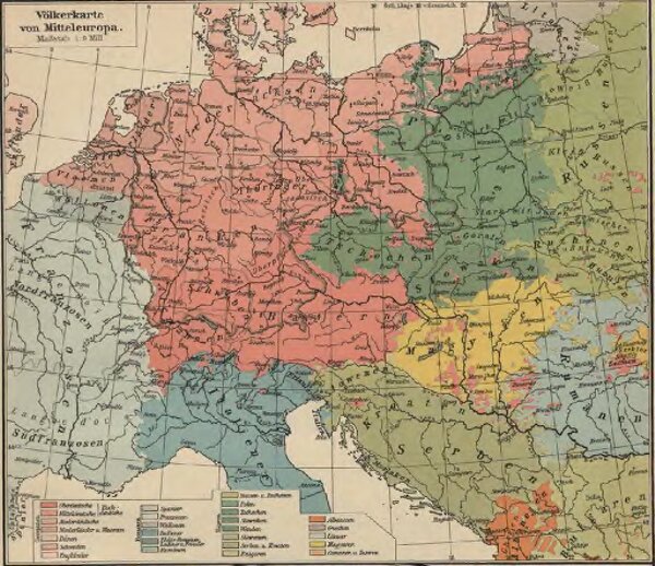 Völkerkarte von Mitteleuropa