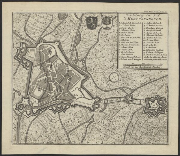 Grondtekening der stad 's Hertogenbosch.