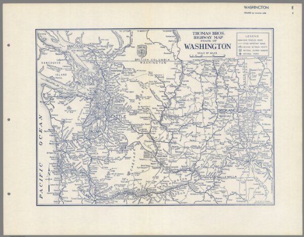 Thomas Bros. Highway Map, State of Washington.