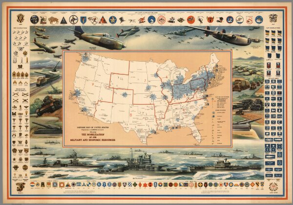 Defense Map of United States.  Mobilization of our Military and Economic Resources.