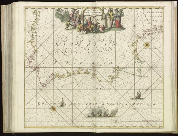 [132][135] Hispaniae, et Portugalliae Maritimi tractus, uit: Atlas sive Descriptio terrarum orbis