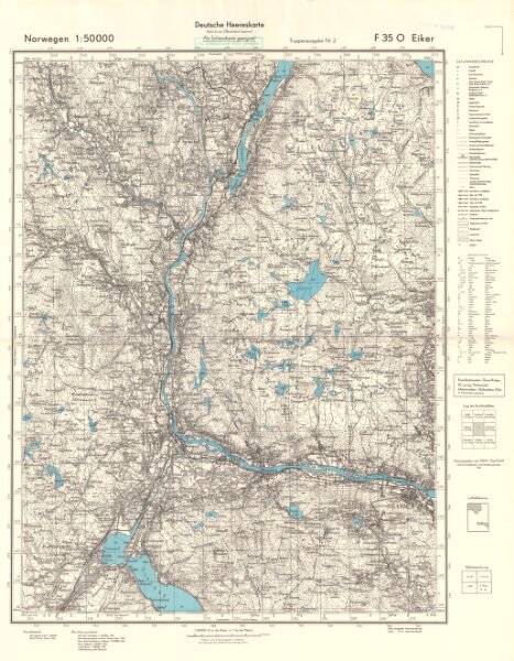 Tysk kart over Eiker (Deutsche Heereskarte)