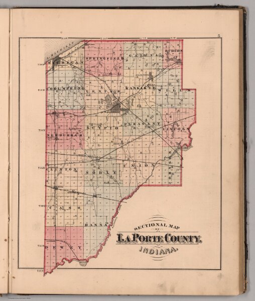 Sectional Map of LaPorte County, Indiana.