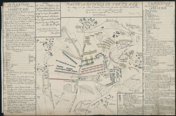 Plan De La Bataille De Fontenoy le 11. May 1745 Par l'armée Francoise sur celle des Allies, dont la premiere à été Comandée par le Roi et la derniere par M. Le Prince de Cumberland