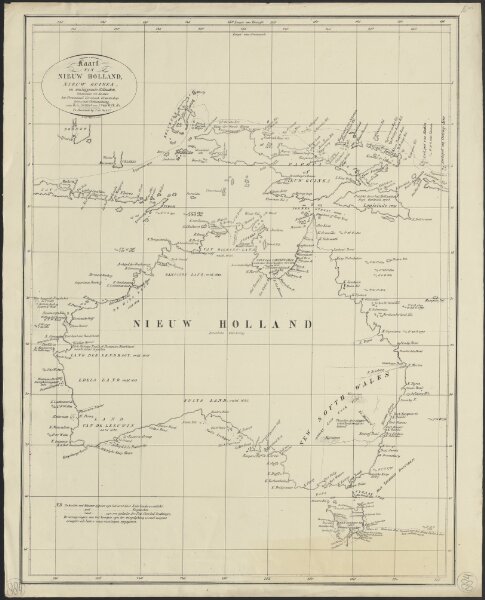 Kaart van Nieuw Holland, Nieuw Guinea, en omliggende eilanden : behoorende tot de door het Provinciaal Utrechtsch Genootschap bekroonde Verhandeling van R.G. Bennet en J. van Wyk Rz.