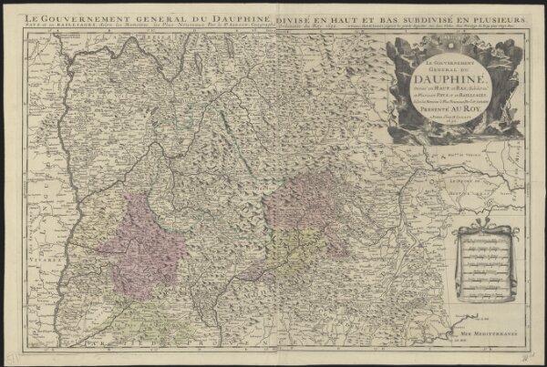 Le gouvernement general du Dauphiné, divisé en Haut et Bas, subdivisé en plusieurs pays et en bailliages