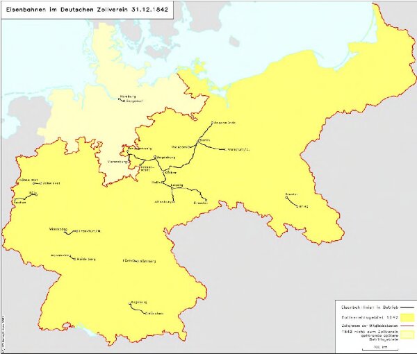 Eisenbahnen im Deutschen Zollverein 31.12.1842