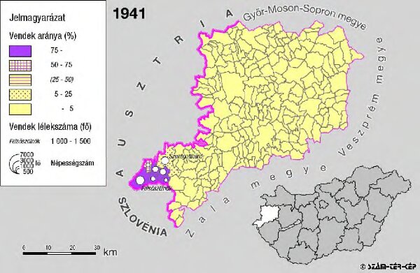 A szlovének arány és száma Vas megyében 1941-ben