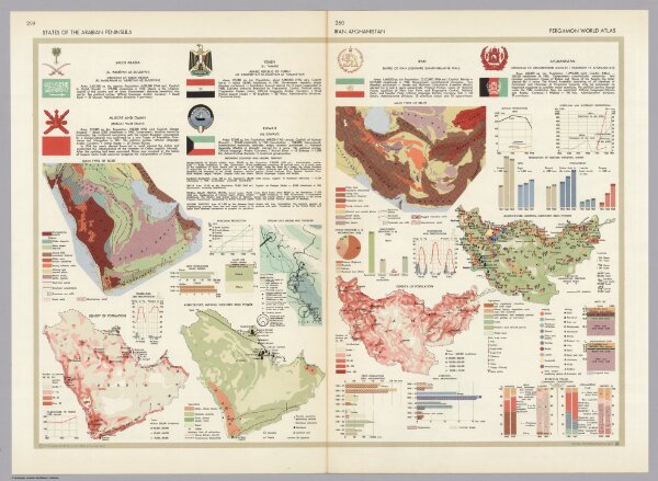 States of the Arabian Peninsula.  Iran, Afghanistan.  Pergamon World Atlas.