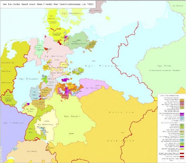 Der Deutsche Bund nach dem Frankfurter Territorialrezess um 1820