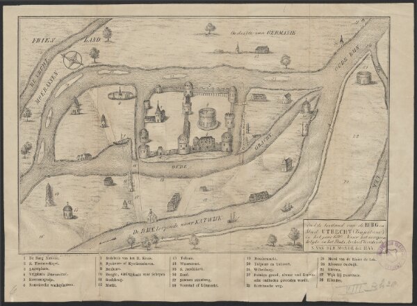 Oudste toestand van de burg en stad Utrecht (Trajectum) in het jaar 690