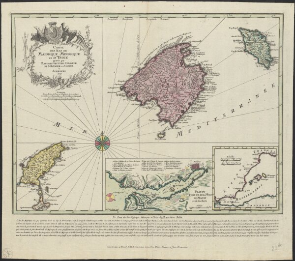Carte des iles de Maiorque, Minorque et d'Yvice