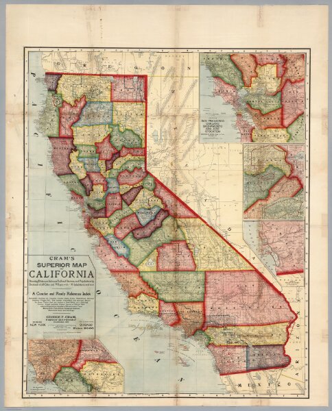 Superior Map Of California, 1908
