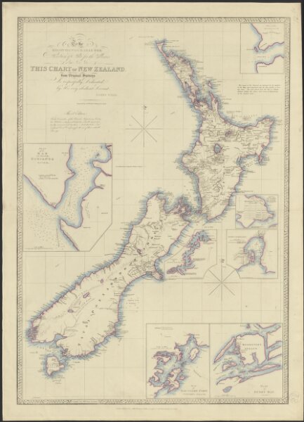 To the Right Honourable the Secretary of State for the Colonies, &c., &c., &c, this chart of New Zealand from original surveys is respectfully dedicated by his very obedient servant James Wyld