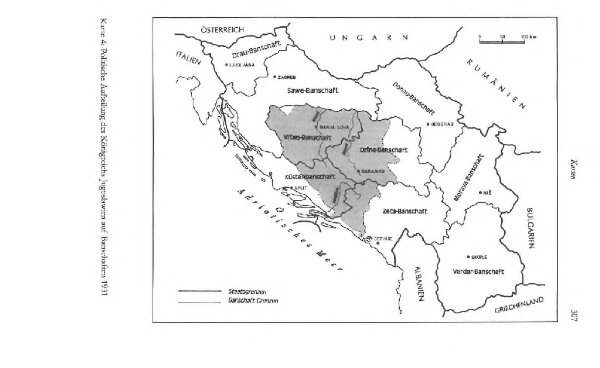 Politische Aufteilung des Königreichs Jugoslawien auf Banschaften 1931