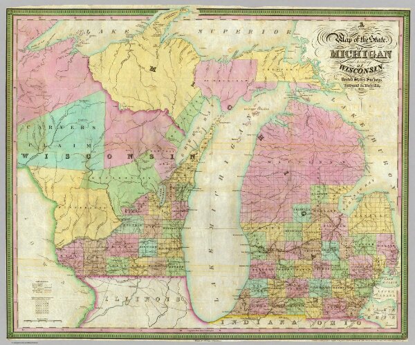 Map of the State of Michigan and Territory of Wisconsin.
