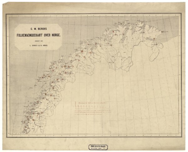 Statistikk kart 1-2: C. W. Bergs Folkemængdekart over Norge. Nordlige del