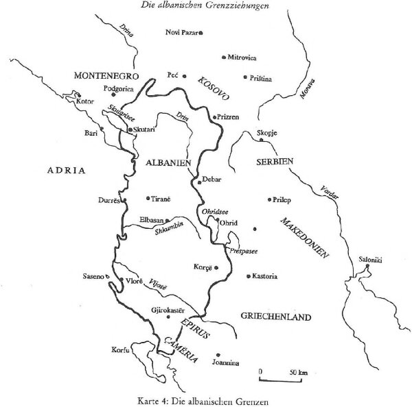 Die albanischen Grenzen