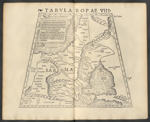 Tabula Europae VIII. [Karte], in: Claud. Ptolemaeus. Geographia lat. cum mappis [...], S. 275.