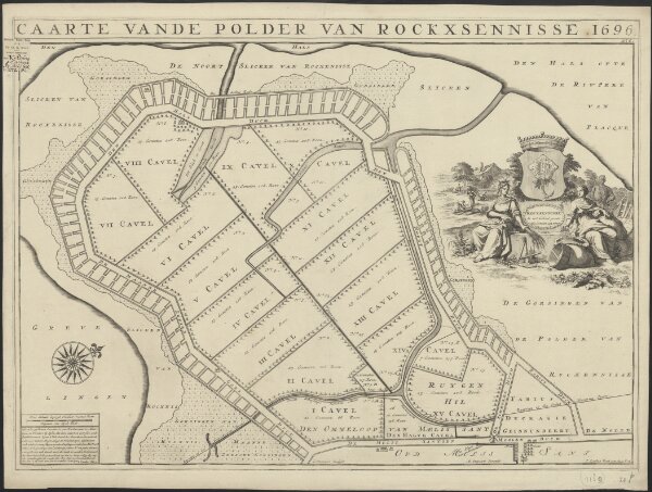 Caarte vande polder van Rockxsennisse 1696