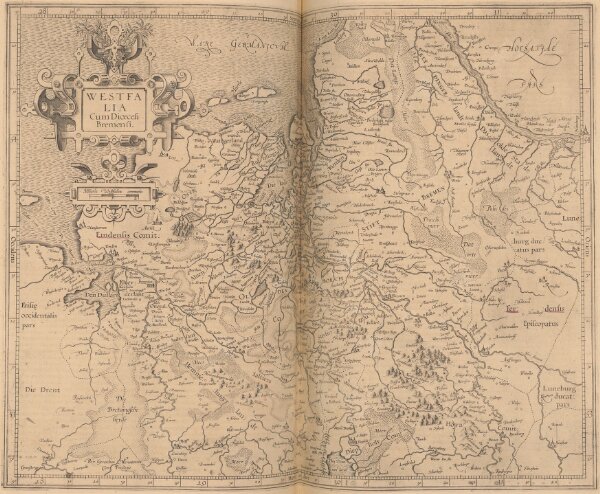 Westfalia Cum Dioecesi Bremensi. [Karte], in: Gerardi Mercatoris Atlas, sive, Cosmographicae meditationes de fabrica mundi et fabricati figura, S. 340.