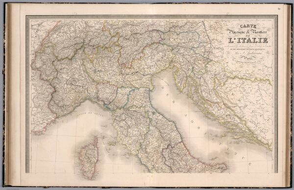 Carte Physique & Routiere de l'Italie (northern sheet).